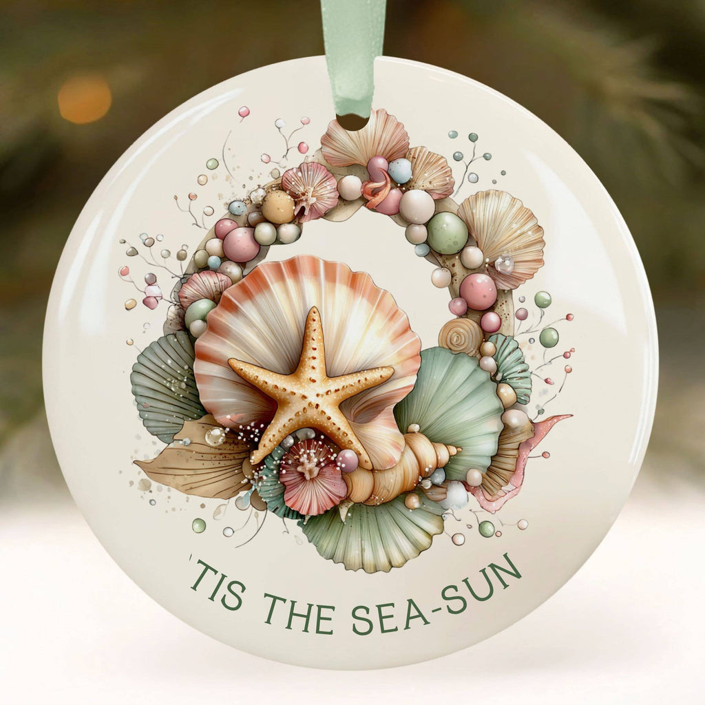 Beach Christmas Ornament, Cute Coastal Ocean Holiday Gifts