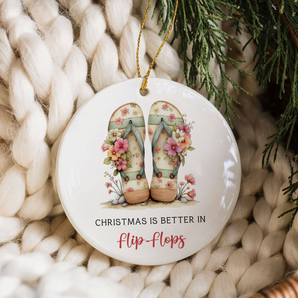 Christmas at the Beach Ornament, Coastal Tourist Souvenir