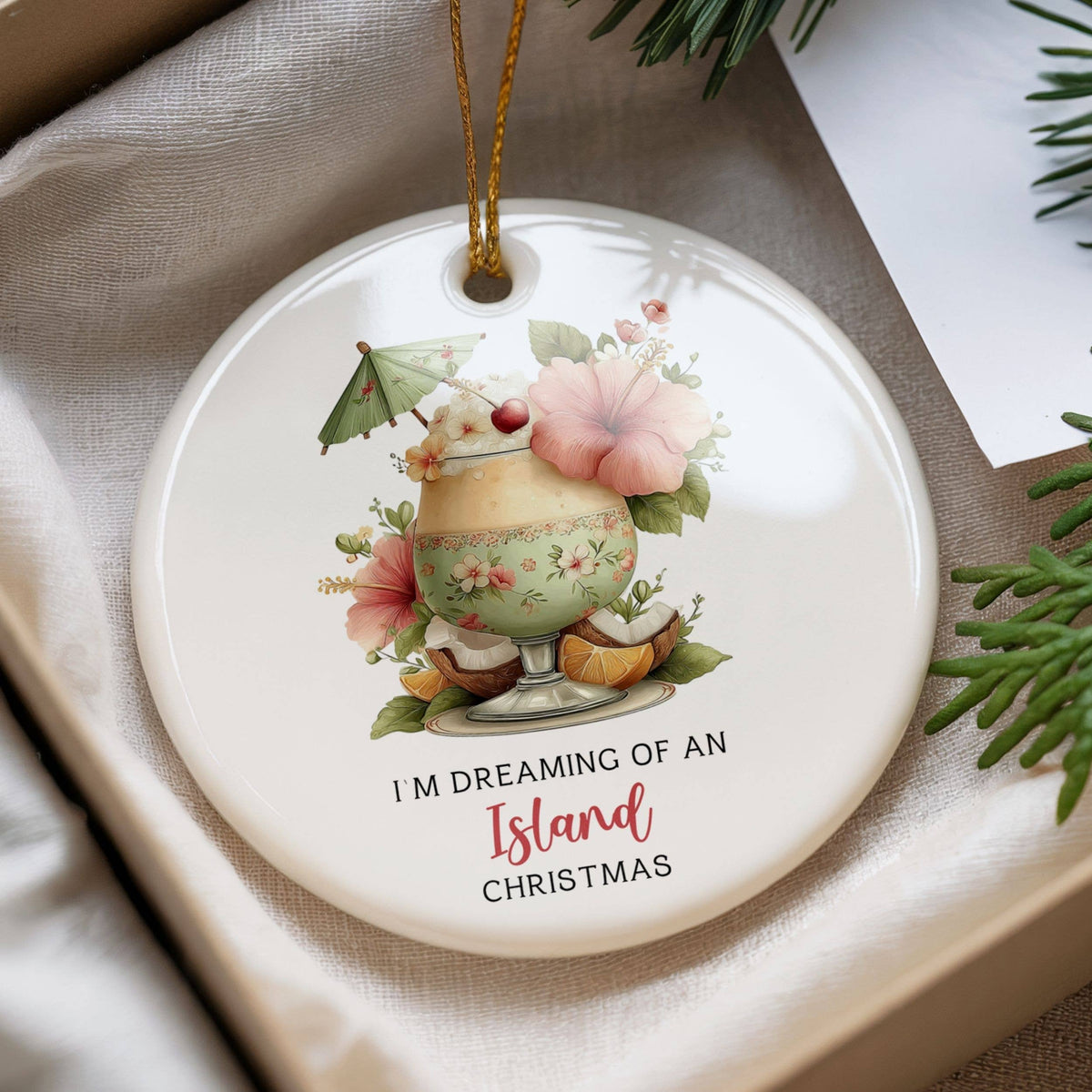Island Christmas Ornament, Cute Tropical Beach Coastal Gifts