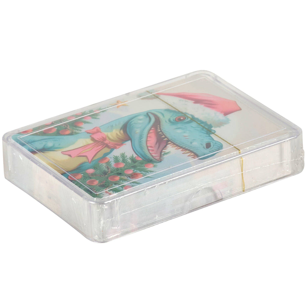 Retro Dinosaur Christmas Playing Cards