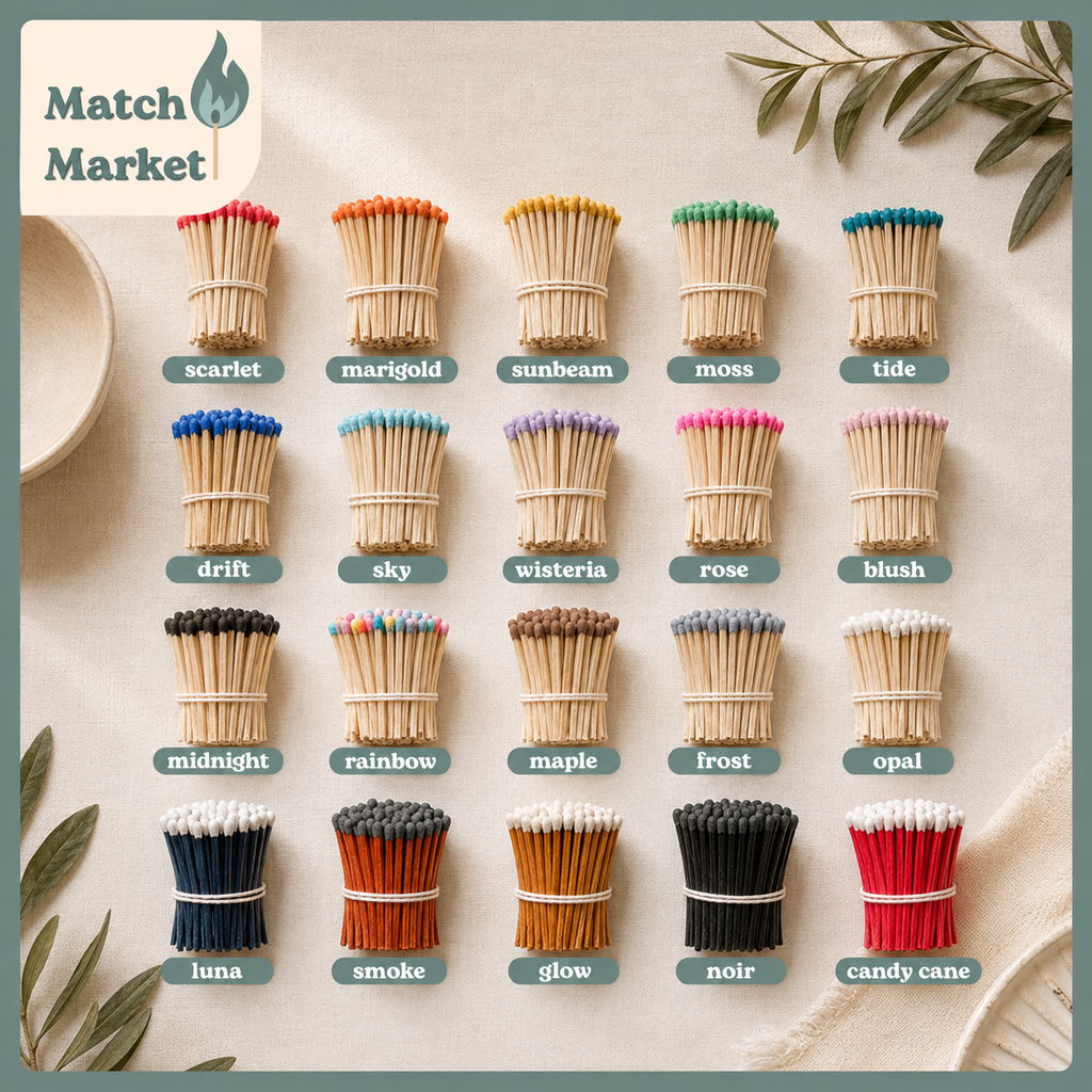 Glass Cloche Matches | 30 Safety Matches & Striker On Back | Bougie Home Decor