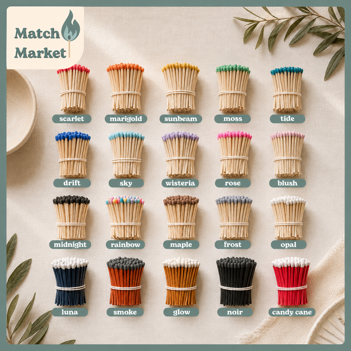 Glass Cloche Matches | 30 Safety Matches & Striker On Back | Bougie Home Decor