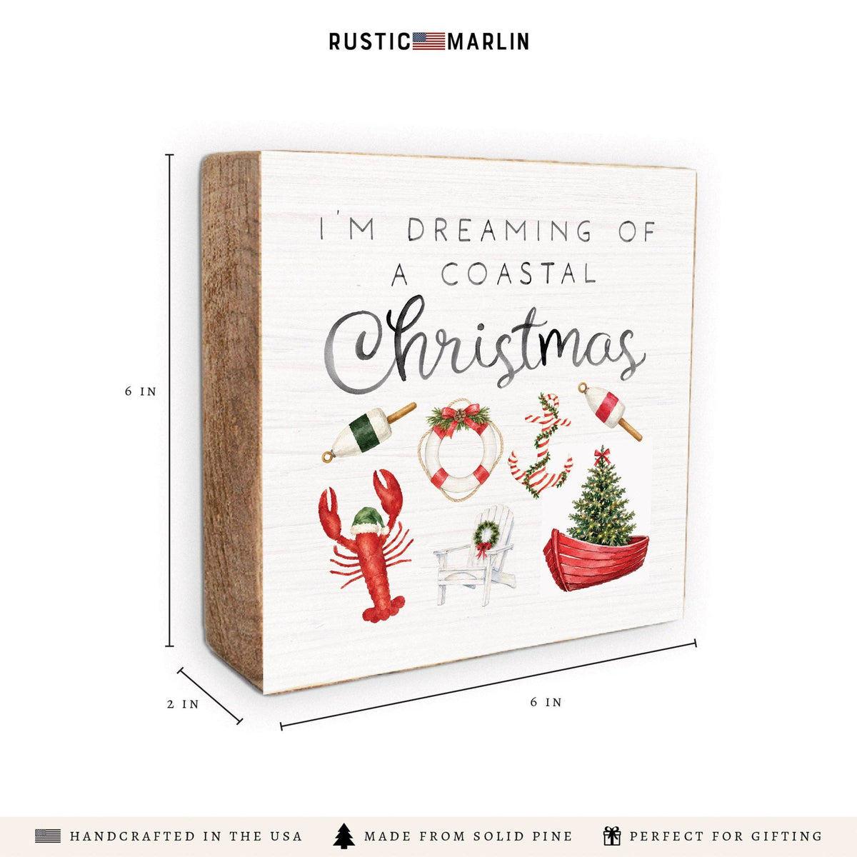 Dreaming Of Coastal Christmas Block Sign