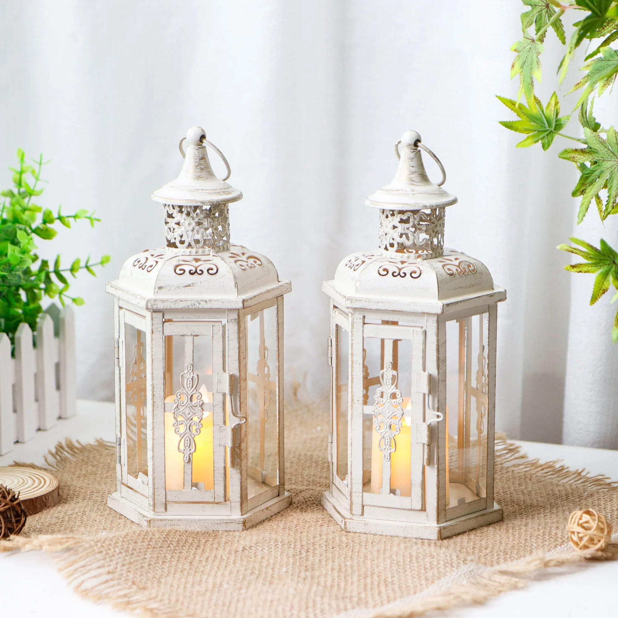 10 inch High Vintage Style Hanging Lantern（Set of 2 ） - The Coral Palm LLC