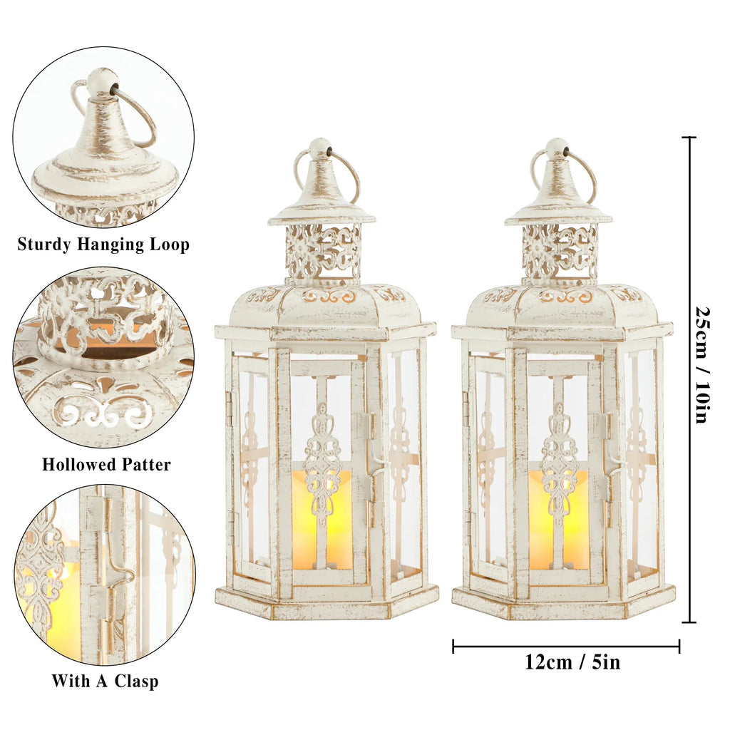 10 inch High Vintage Style Hanging Lantern（Set of 2 ） - The Coral Palm LLC