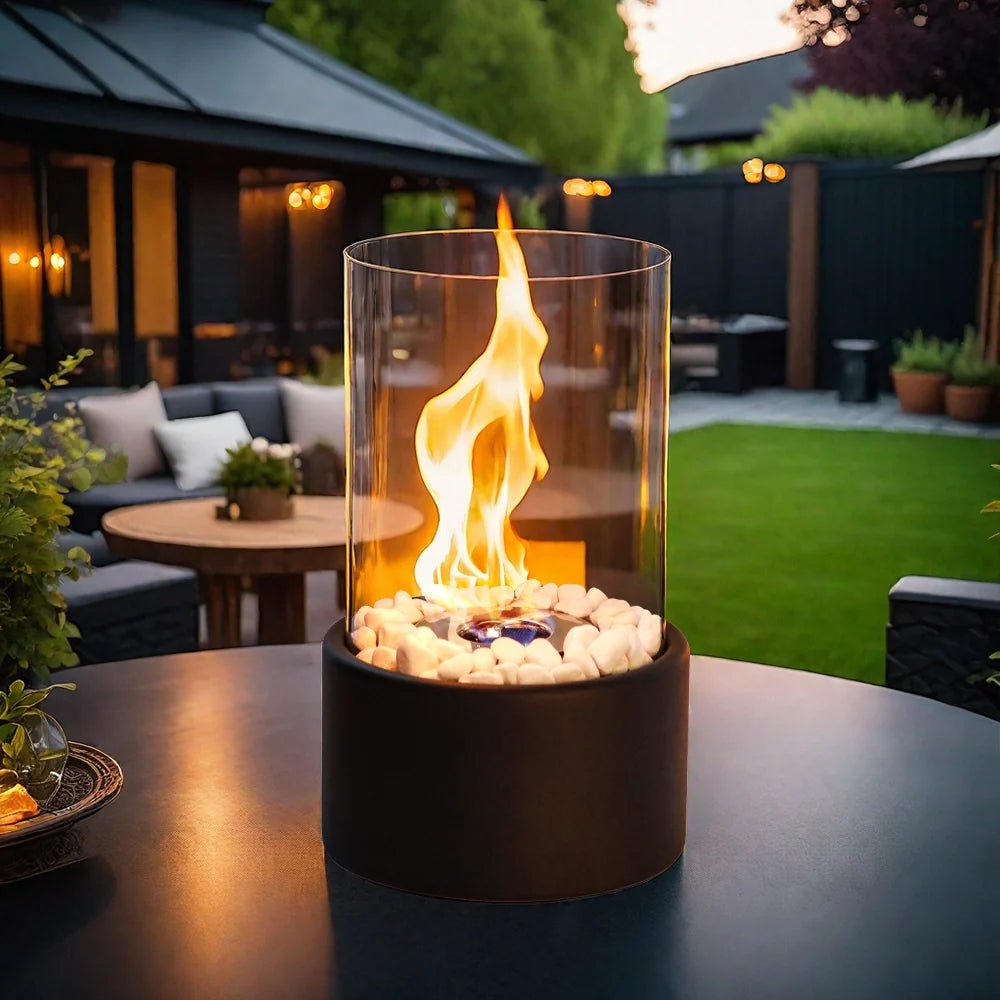 10.5" H Portable Tabletop Round Fireplace(Black) - The Coral Palm LLC