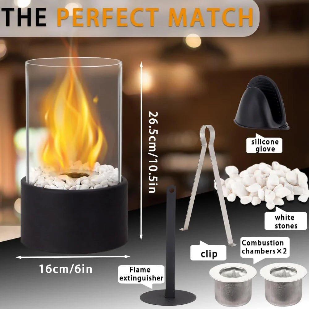 10.5" H Portable Tabletop Round Fireplace(Black) - The Coral Palm LLC