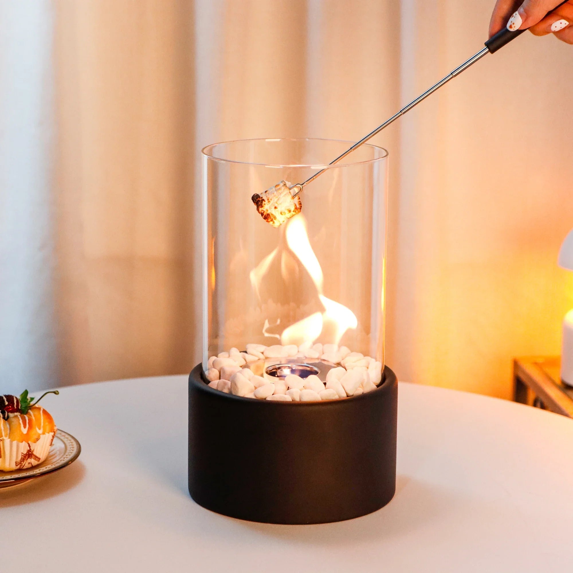 10.5" H Portable Tabletop Round Fireplace(Black) - The Coral Palm LLC