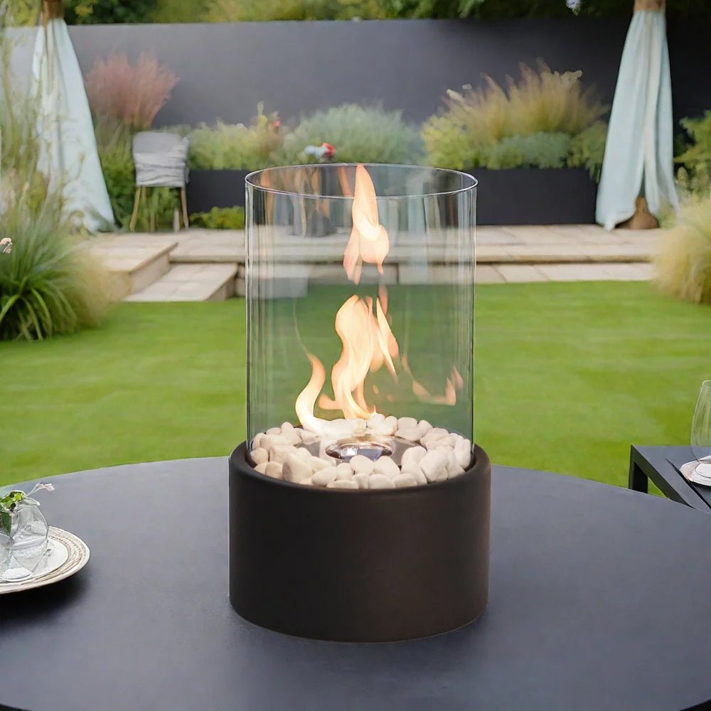10.5" H Portable Tabletop Round Fireplace(Black) - The Coral Palm LLC