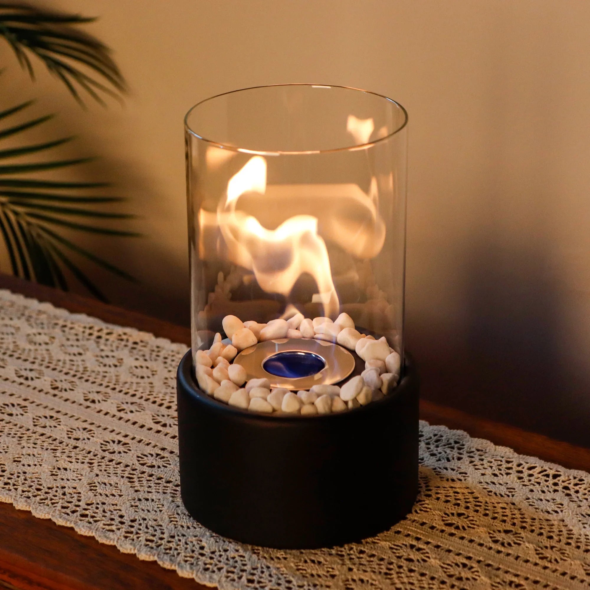 10.5" H Portable Tabletop Round Fireplace(Black) - The Coral Palm LLC