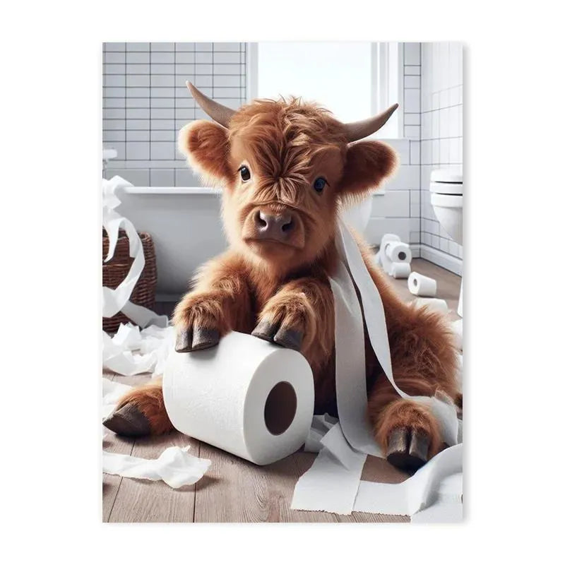 Hamish the Highland Cow Bath Collection with Magnetic Frame