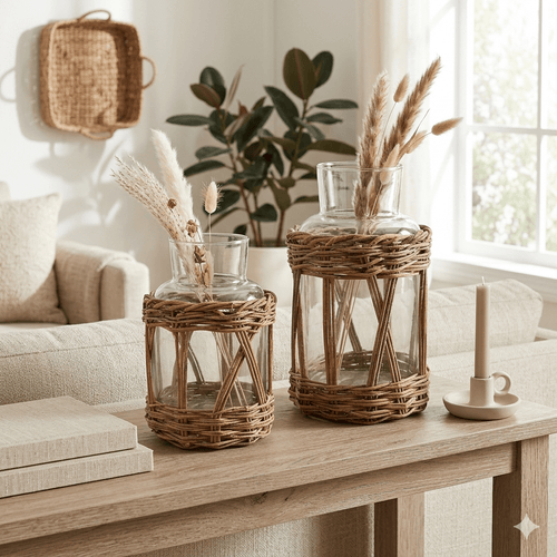 13”H Glass Vase - Clear - The Coral Palm LLC
