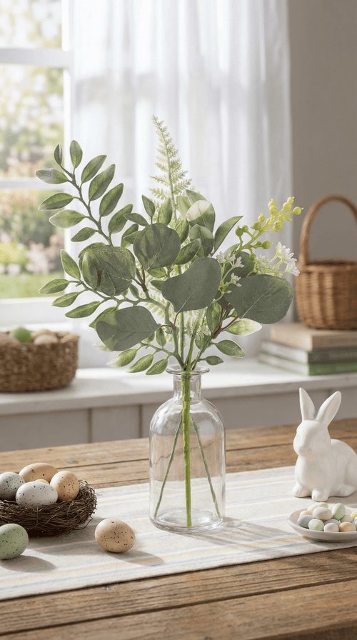 15" Artificial Eucalyptus and Mixed Greenery Spray - The Coral Palm LLC