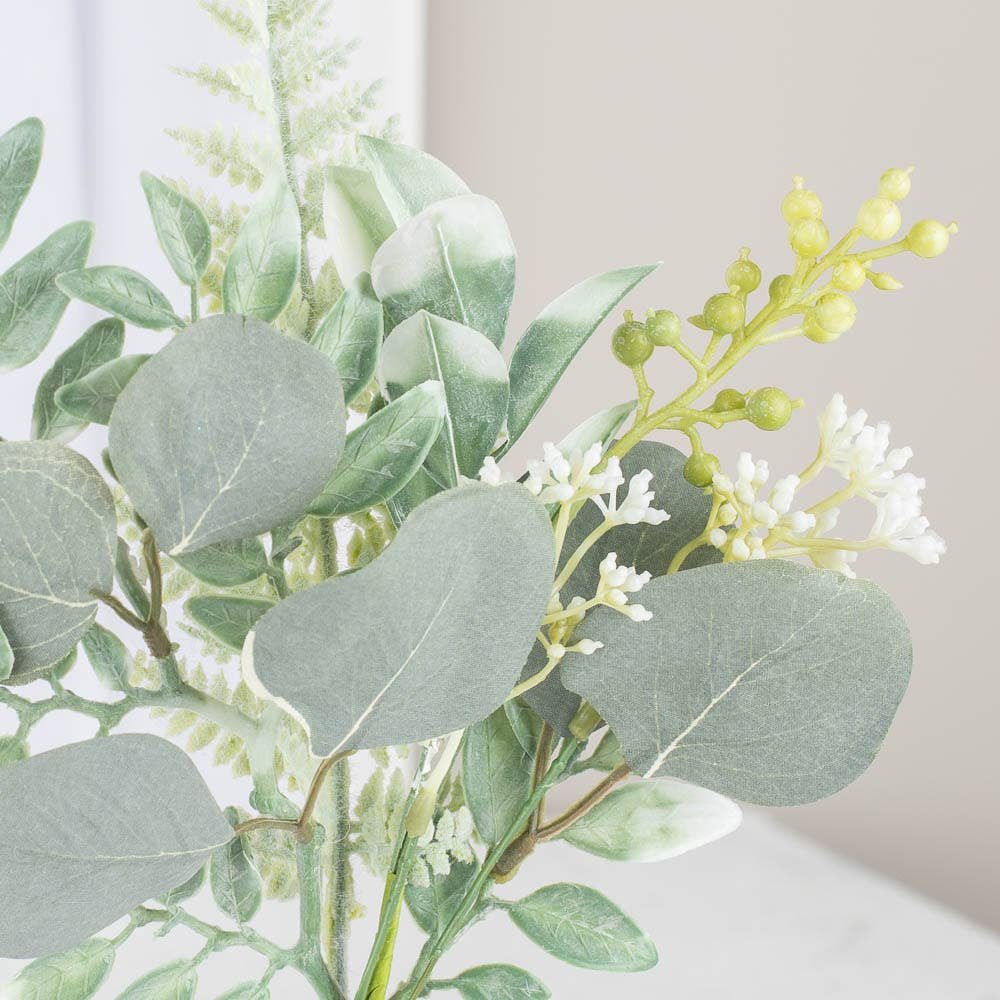 15" Artificial Eucalyptus and Mixed Greenery Spray - The Coral Palm LLC