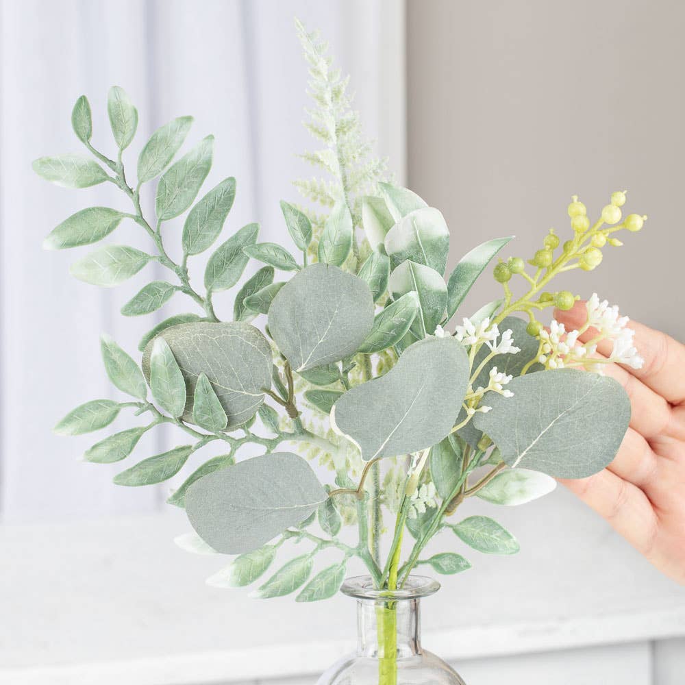 15" Artificial Eucalyptus and Mixed Greenery Spray - The Coral Palm LLC