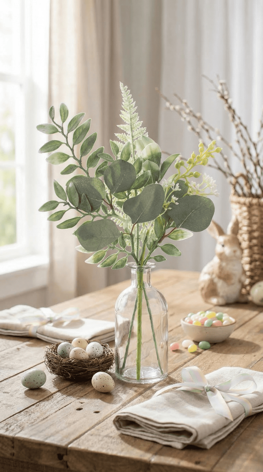 15" Artificial Eucalyptus and Mixed Greenery Spray - The Coral Palm LLC