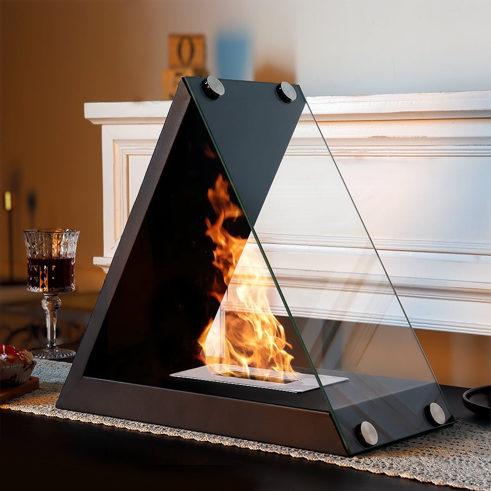 15.5" x 8" x 14.5” Glass Tabletop Fireplace - The Coral Palm LLC