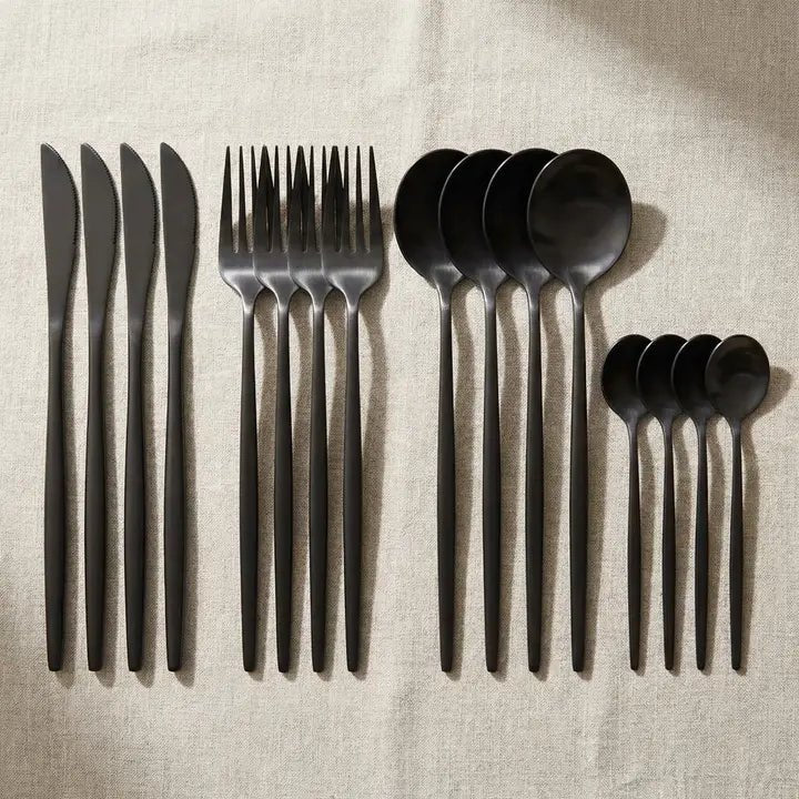16 - pc Stainless Steel Cutlery Set | Flatware | Silverware - The Coral Palm LLC