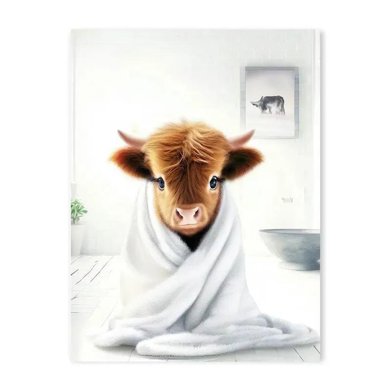 Highland Cow Bath Collection with Magnetic Frame