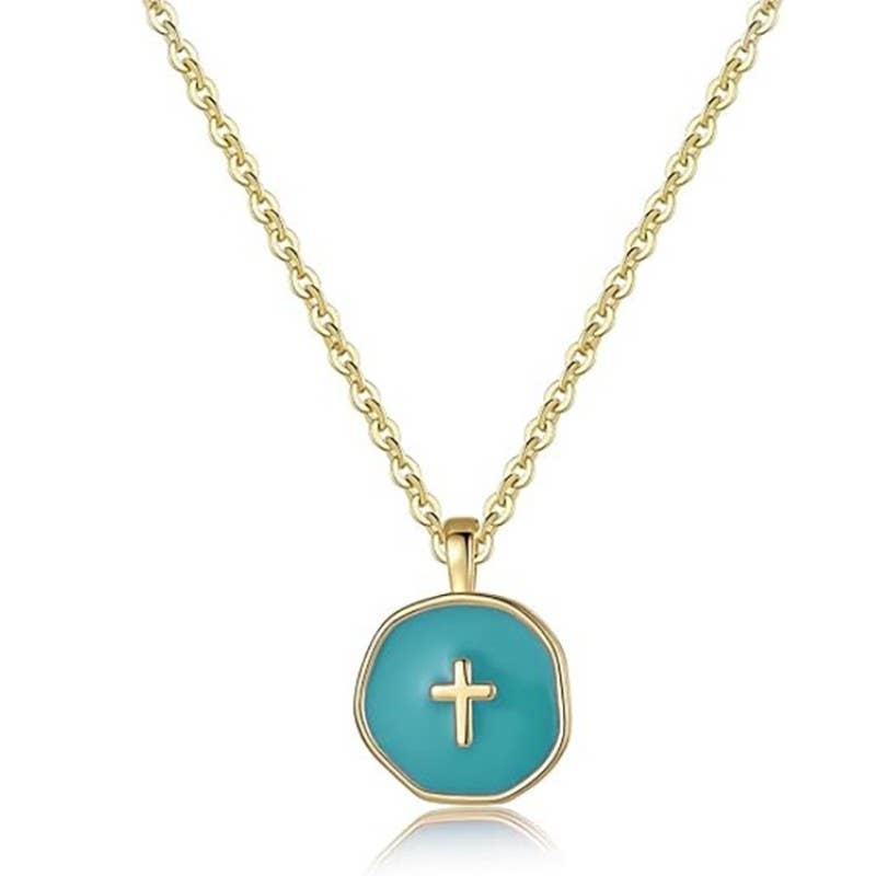 18K STAINLESS STEEL TARNISH FREE CROSS NECKLACE | 40NK9527 - The Coral Palm LLC