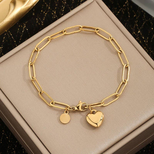 18K STAINLESS STEEL TARNISH FREE HEART BRACELET - The Coral Palm LLC