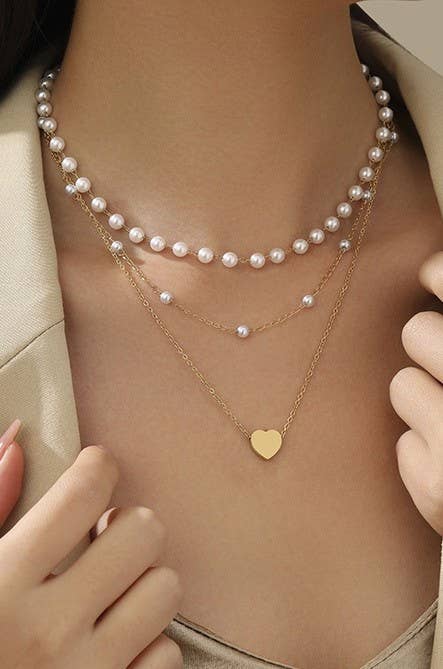 18K STAINLESS STEEL TARNISH FREE LAYERED NECKLACE - The Coral Palm LLC
