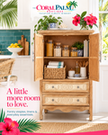 Seabrook Carved Wood Pantry Cabinet – Natural Finish