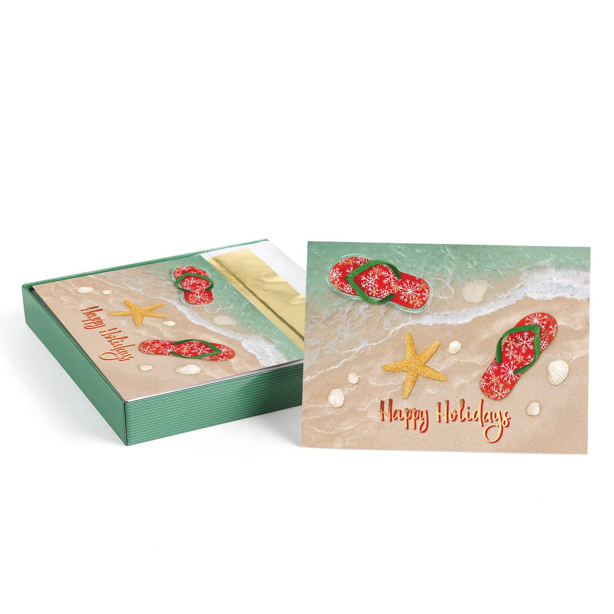 Holiday Flip Flops Coastal Christmas Cards — Box of 16