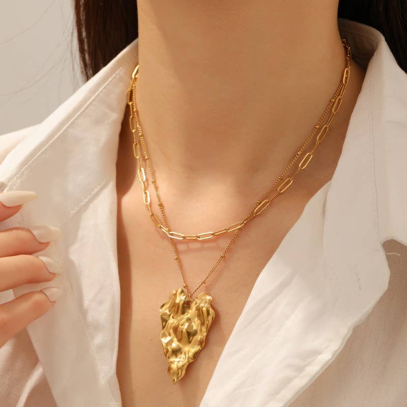 18K STAINLESS STEEL TARNISH FREE HEART NECKLACE | 40NK9695