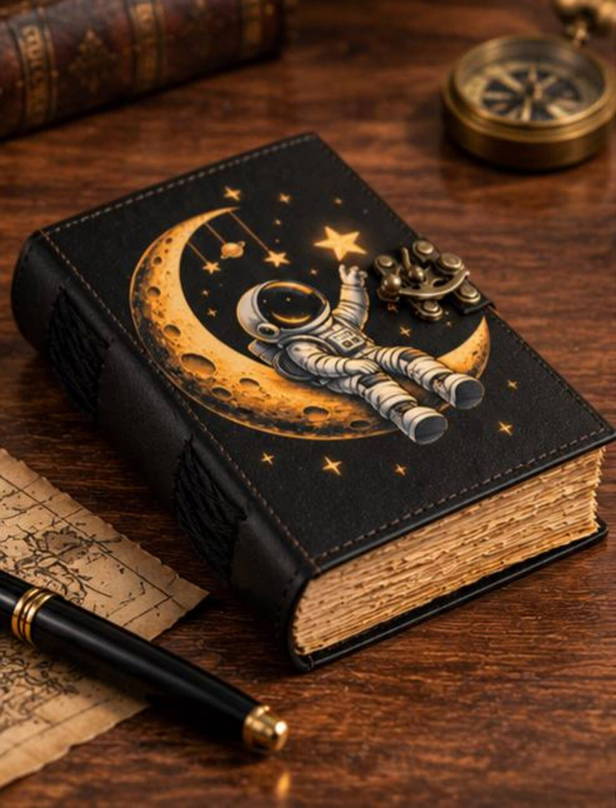 Astronaut Leather Journal | Space Journal | Moon Notebook |