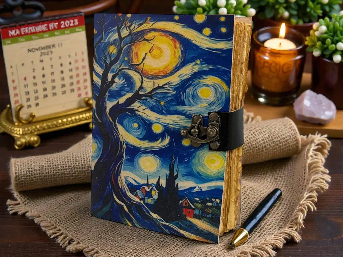 Starry Night Handmade Leather Journal