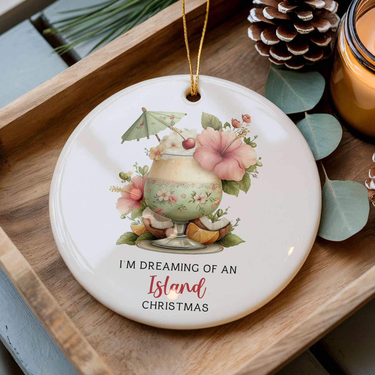 Island Christmas Ornament, Cute Tropical Beach Coastal Gifts