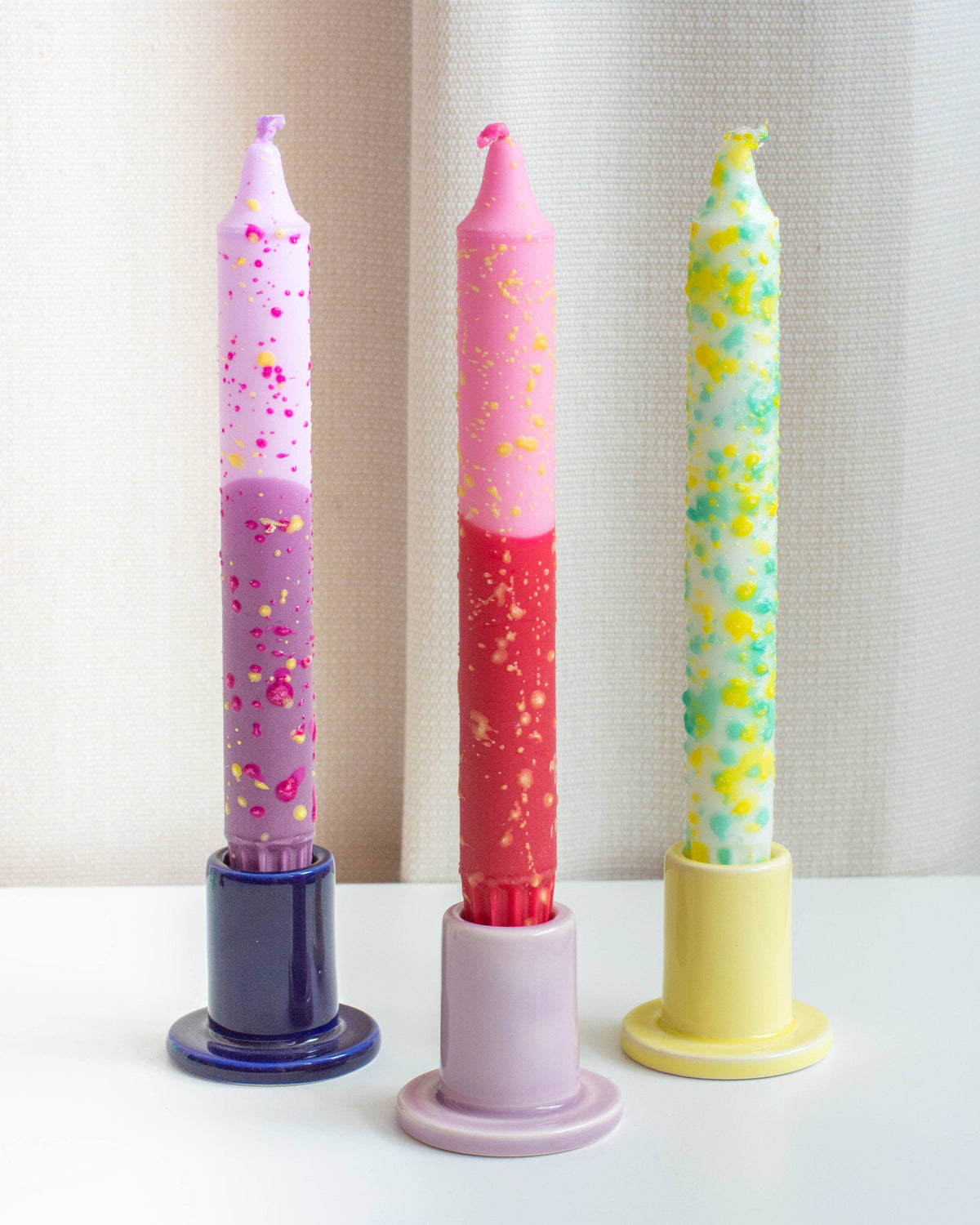 Copenhagen Confetti Collection Hand-Decorated Taper Candle