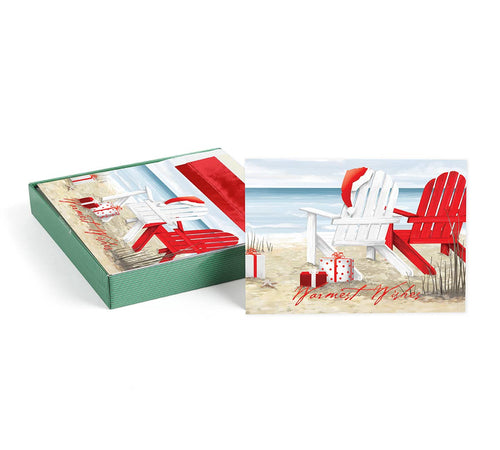 Beach Chairs Coastal Christmas Cards — Box of 16