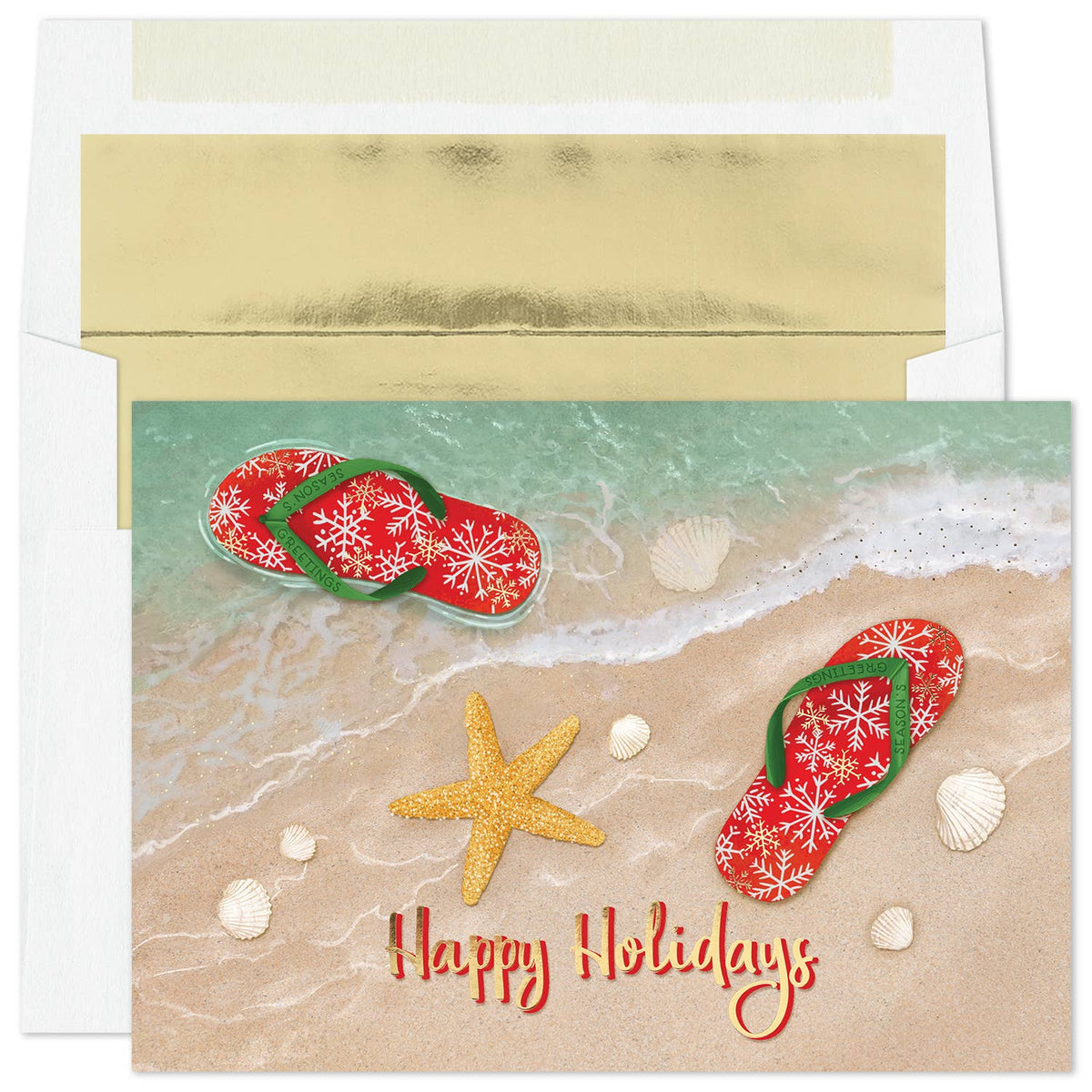 Holiday Flip Flops Coastal Christmas Cards — Box of 16