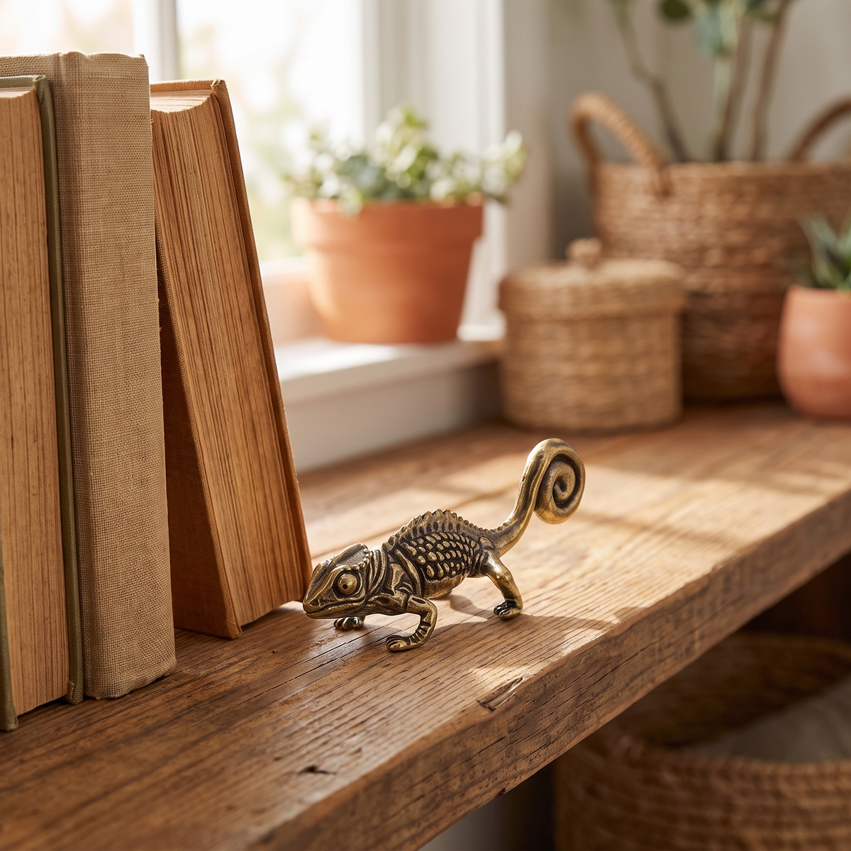 Antiques Brass Miniature Gecko Figurine