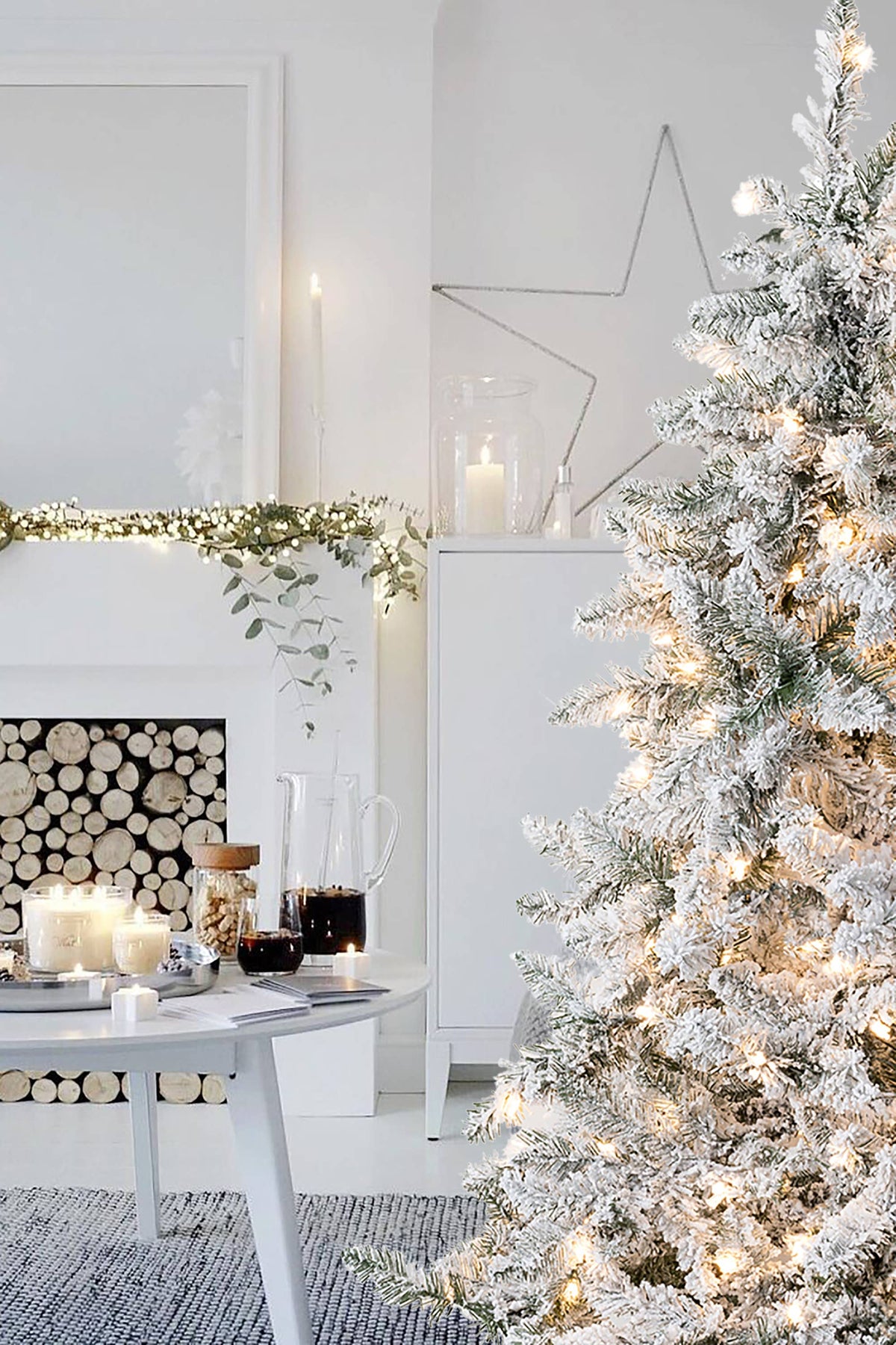 5' Prelit Snow Flocked Alpine Spruce Christmas Tree