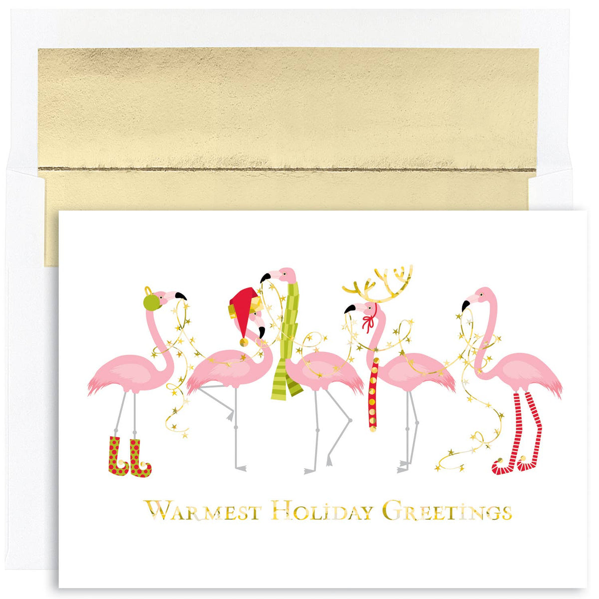 Fashionista Flamingos Christmas Cards — Box of 16