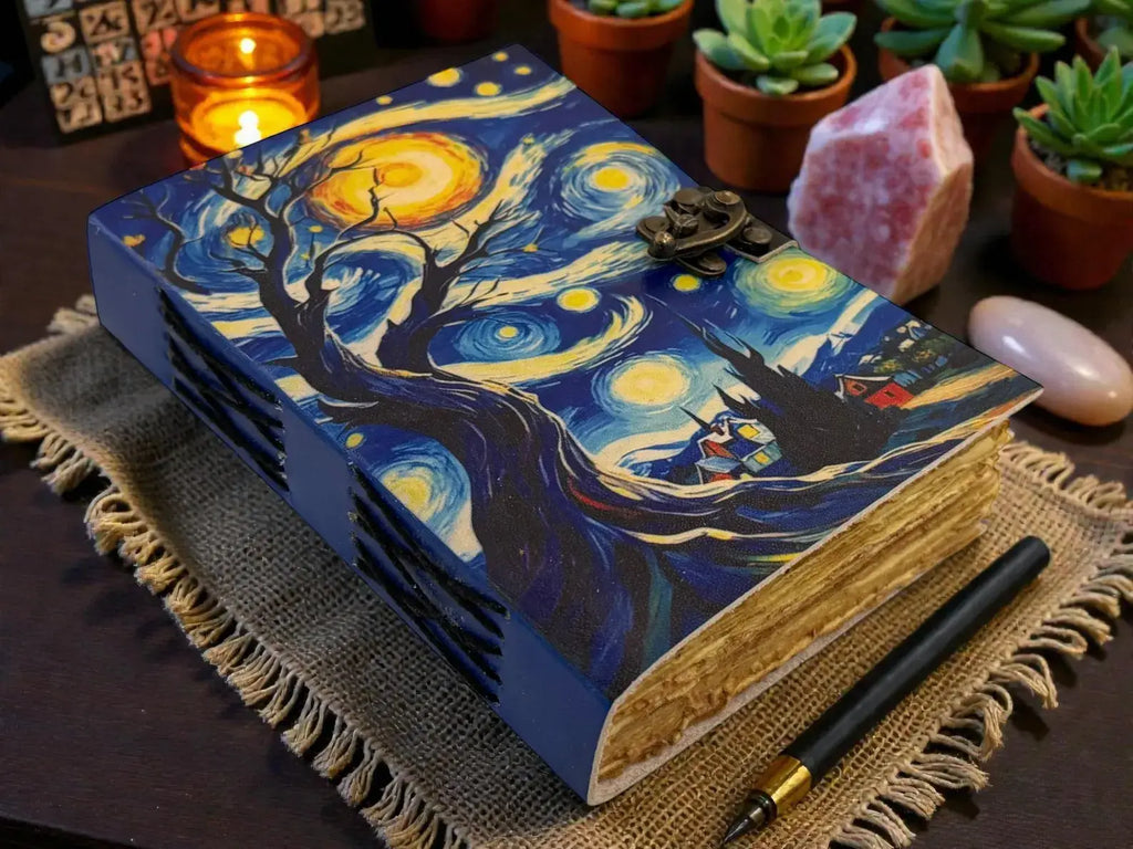 Starry Night Handmade Leather Journal