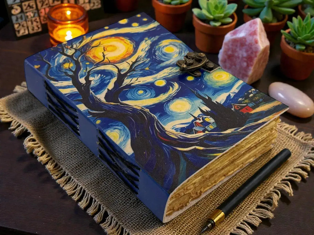 Starry Night Handmade Leather Journal