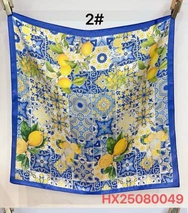 Lemon & Tile Daisy Silky Feel Bandana Scarf | 40SC721