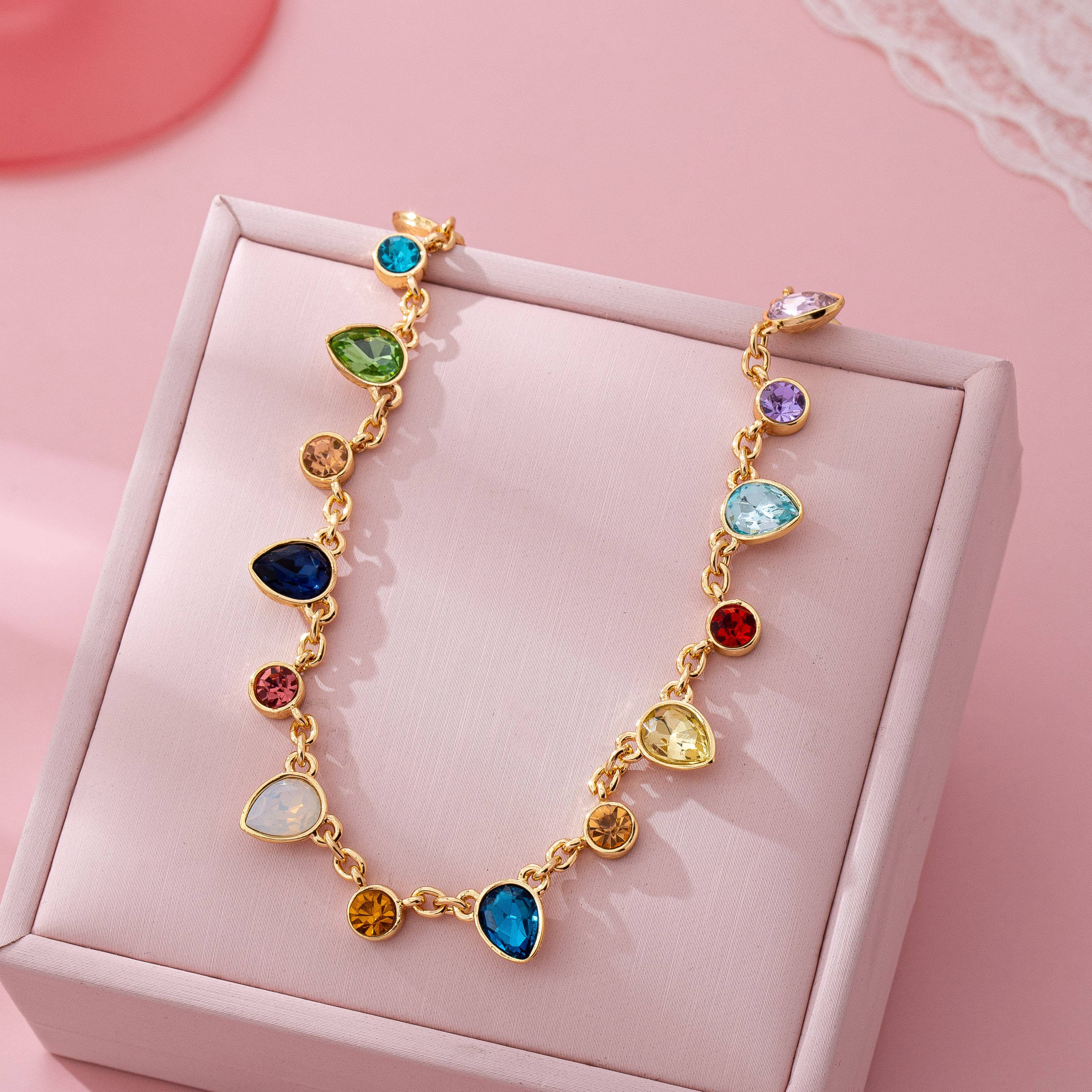 Rainbow Teardrop Gemstone Charm Necklace | 80N92832