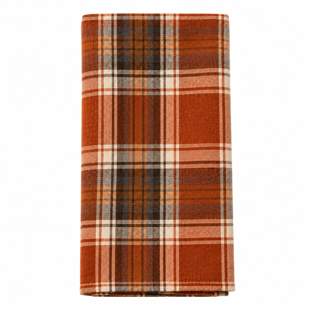 Rust Orange-Brown Plaid 20" Dinner Napkin