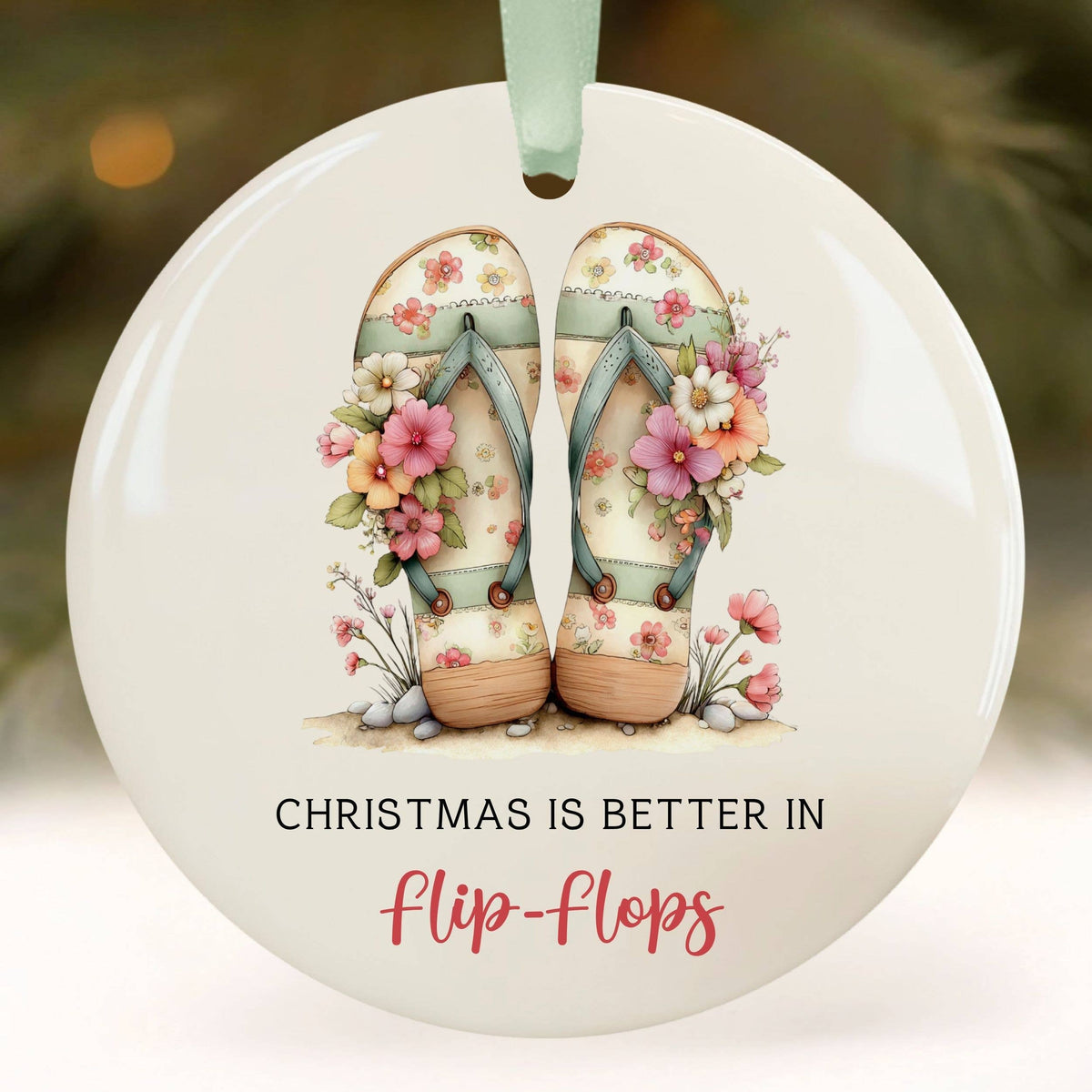 Christmas at the Beach Ornament, Coastal Tourist Souvenir