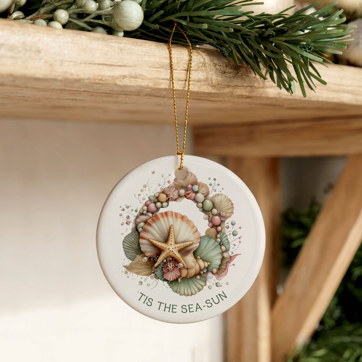 Beach Christmas Ornament, Cute Coastal Ocean Holiday Gifts