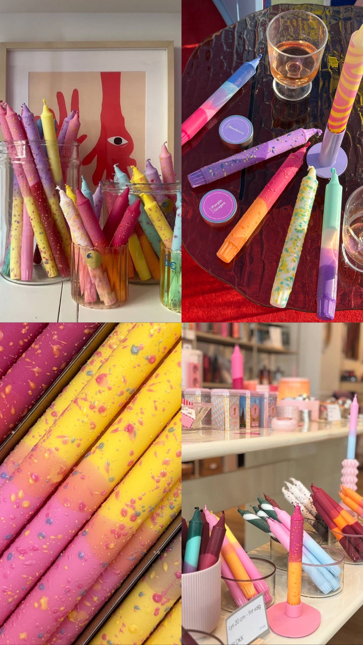 Copenhagen Confetti Collection Hand-Decorated Taper Candle