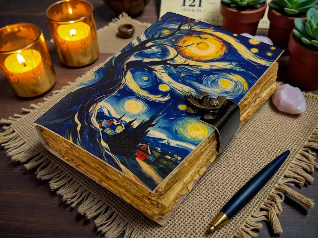 Starry Night Handmade Leather Journal