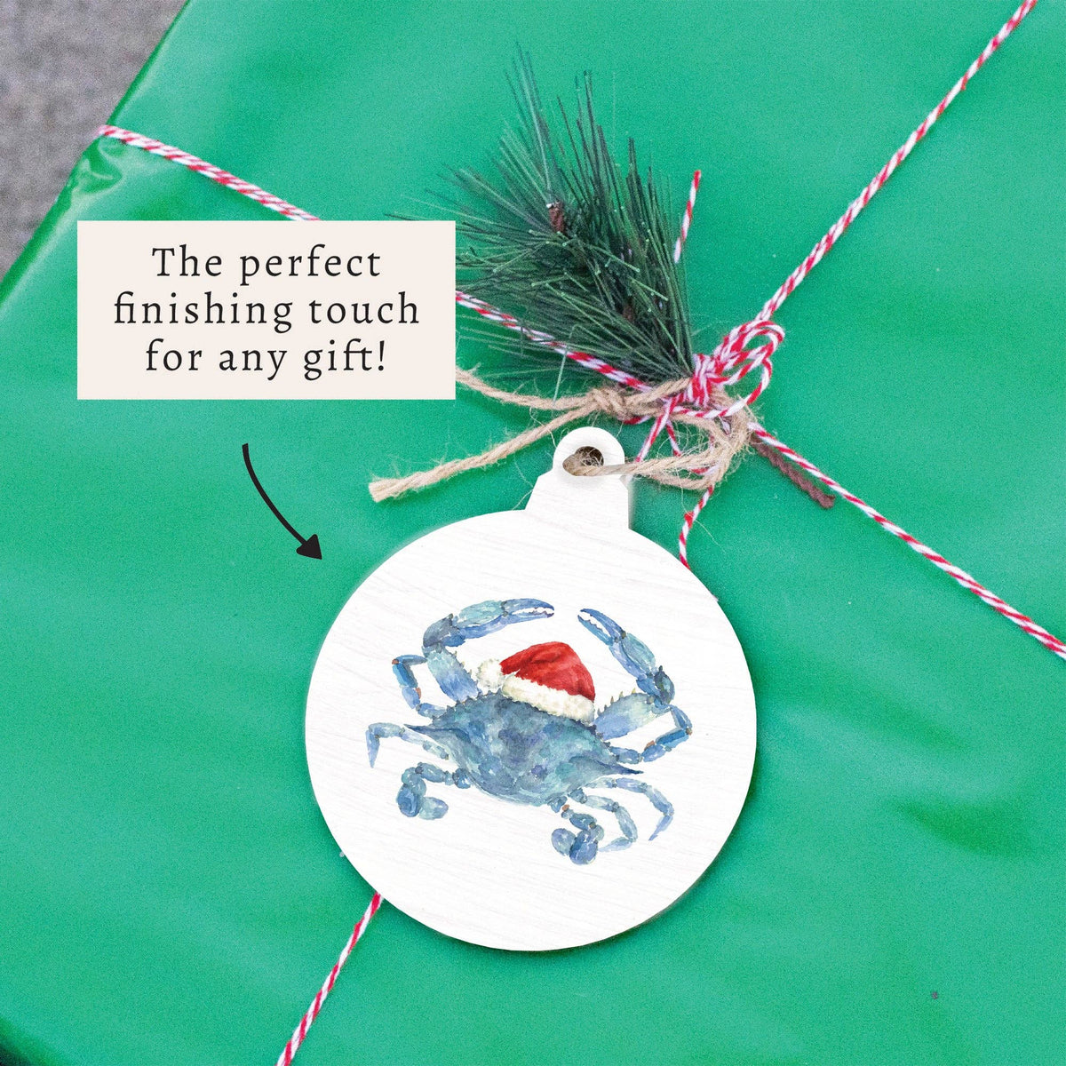 Santa Crab Wooden Ornament