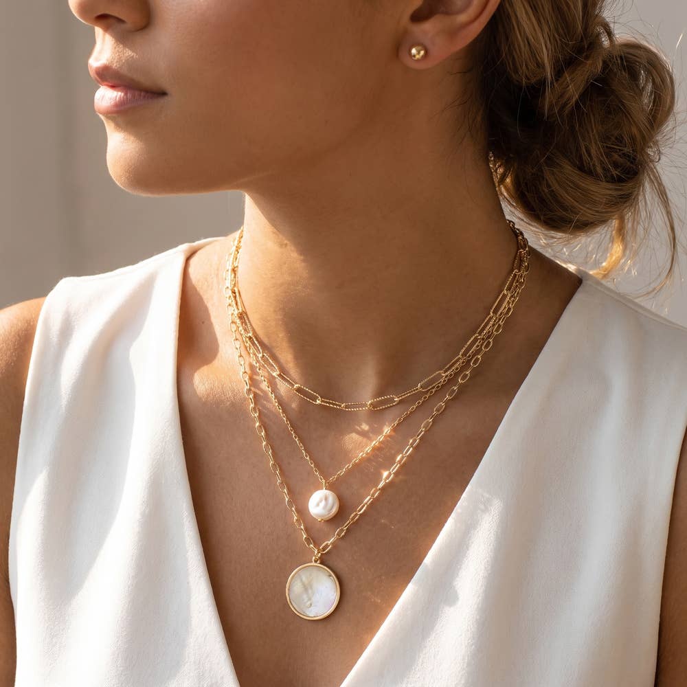 Layered Pearl & Mother-of-Pearl Necklace Set