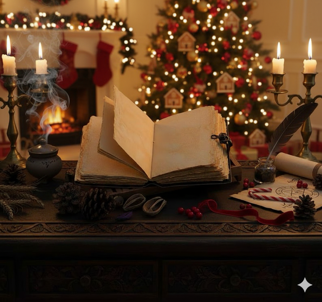 Christmas Journal Holiday Handmade Leather Journal Santa